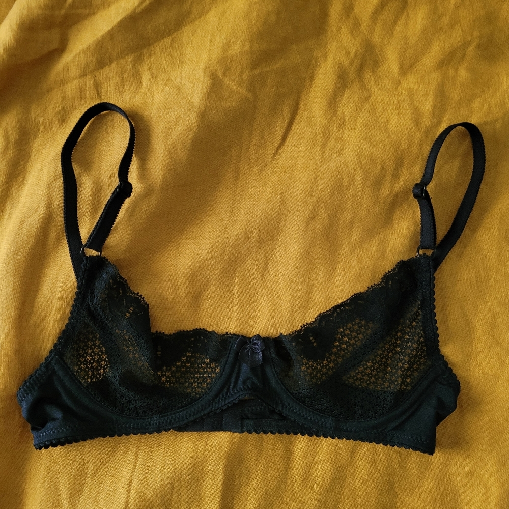 Timpa Alice Lace Underwire Demi Bra Size 34A Black
